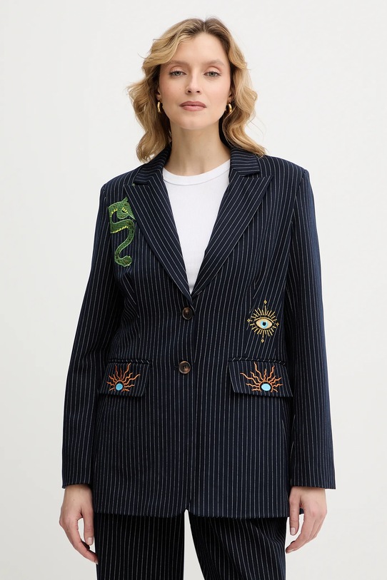 Never Fully Dressed marynarka Taylor tkanina granatowy NFDOU449