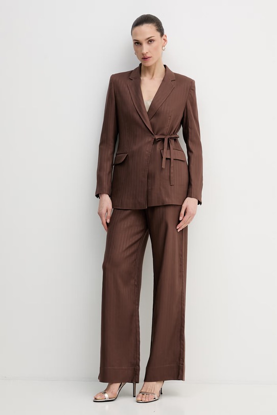 Blazer με μείγμα λινών Hoss Intropia 5473152 καφέ SS26