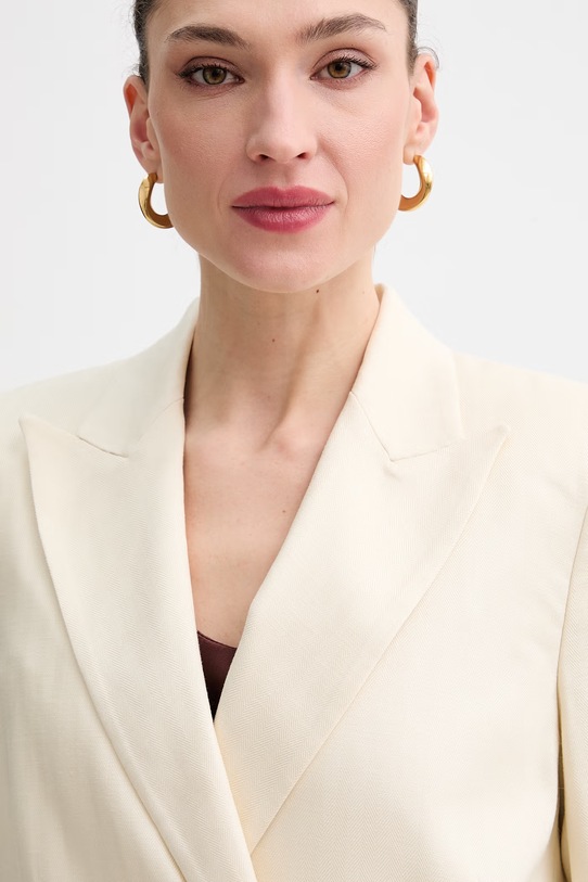 ERMANNO Firenze marynarka dwurzędowa damska z lnu beżowy D48EI023ER3