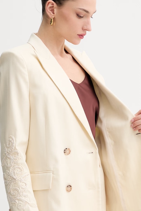 ERMANNO Firenze marynarka dwurzędowa damska z lnu D48EI023ER3