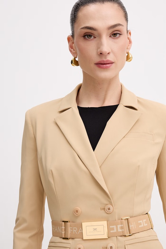 Elisabetta Franchi marynarka dwurzędowa damska beżowy GI22461E2
