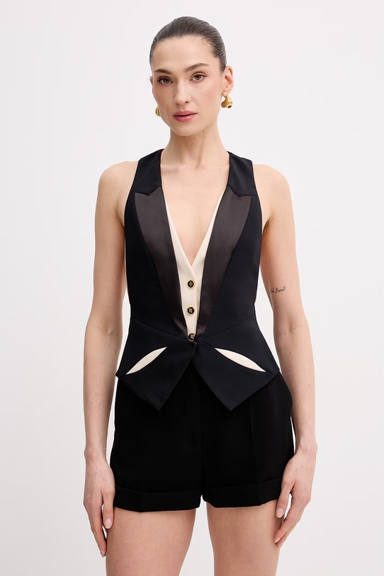 Elisabetta Franchi kamizelka wieczorowa damska czarny GL00461E2