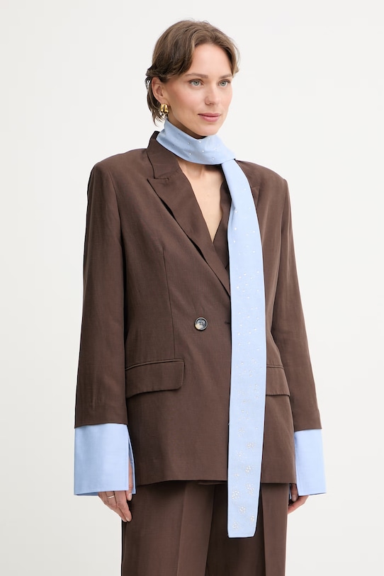 Liu Jo σακάκι γυναικείο με lyocell καφέ WA6436.T4818