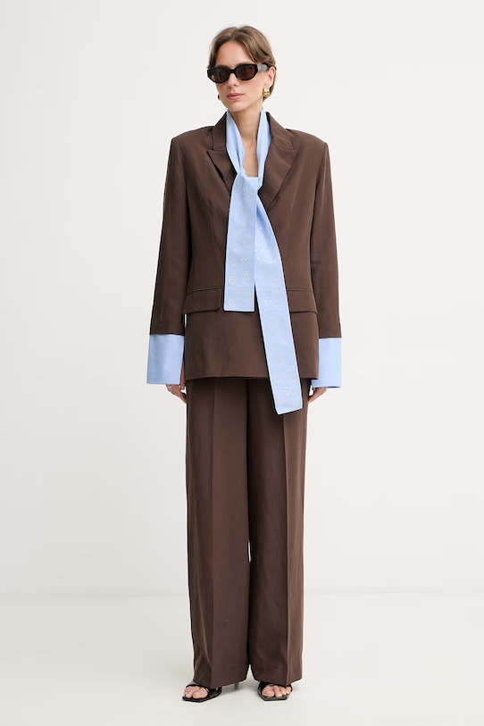 Liu Jo σακάκι γυναικείο με lyocell WA6436.T4818 καφέ SS26