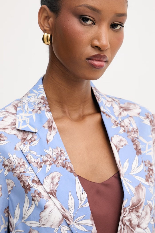 Liu Jo marynarka jednorzędowa damska bawełniana niebieski WA6479.T4853