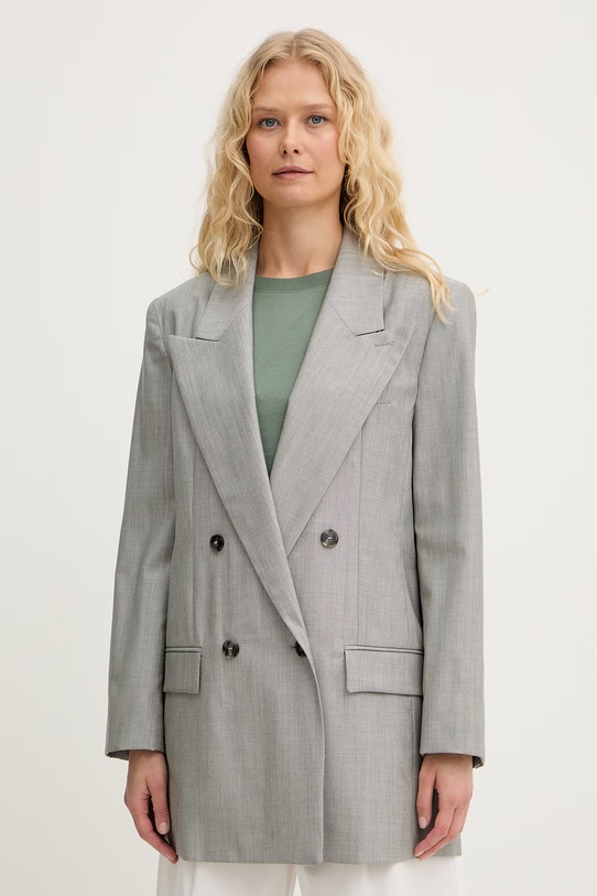 Marella marynarka dwurzędowa damska z jedwabiem CERA szary 2613041041200