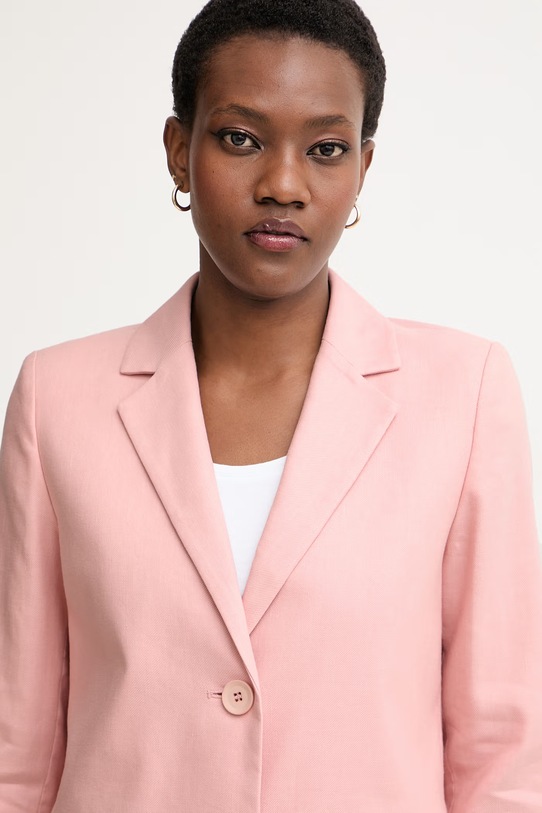iBlues однобортний піджак жіночий з льоном GIRINO рожевий 2617041022200