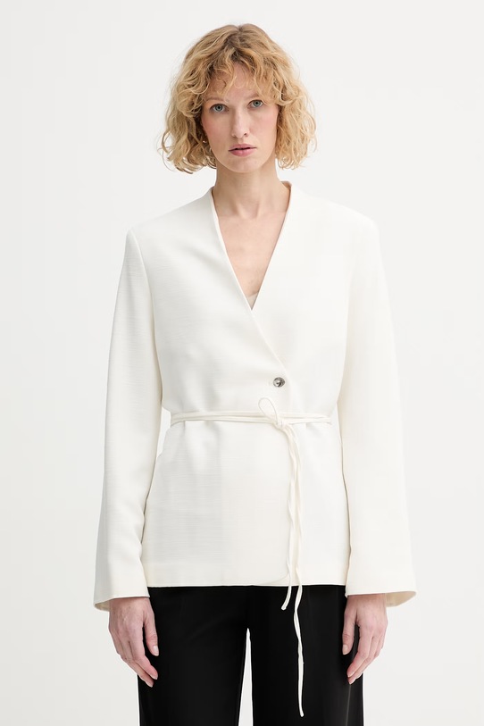 Calvin Klein dvojradové sako dámske s viskózou béžová LV044F408G