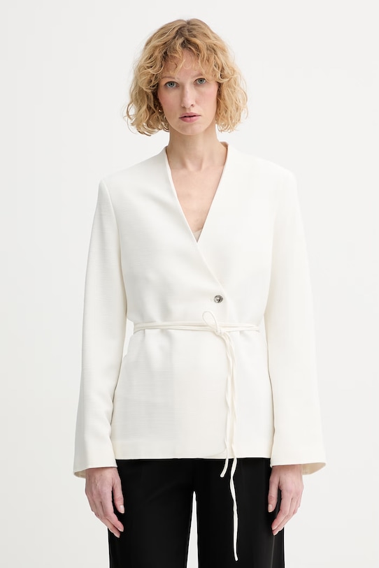 Calvin Klein dvojradové sako dámske s viskózou béžová LV044F408G