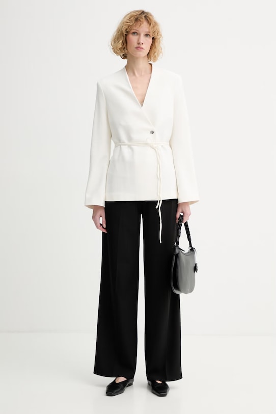 Calvin Klein dvojradové sako dámske s viskózou LV044F408G béžová SS26