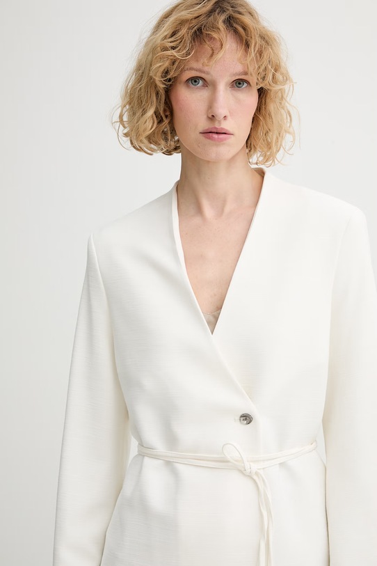 Calvin Klein dvojradové sako dámske s viskózou béžová LV044F408G