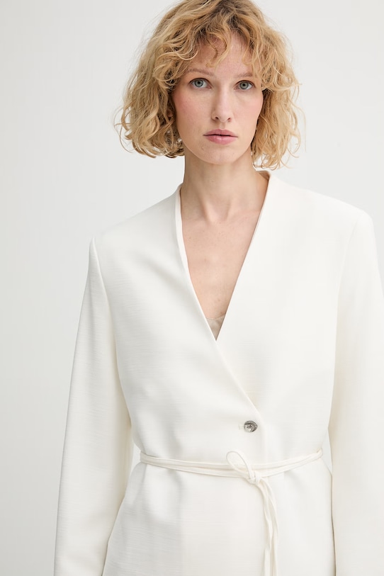 Calvin Klein dvojradové sako dámske s viskózou béžová LV044F408G