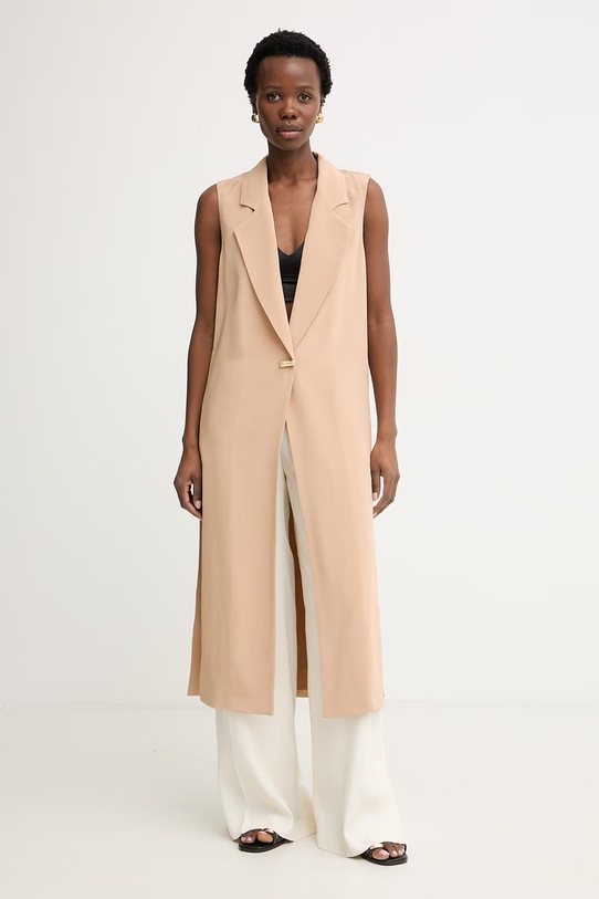 Simona Corsellini kamizelka jednorzędowa damska beżowy P26CPGL00501