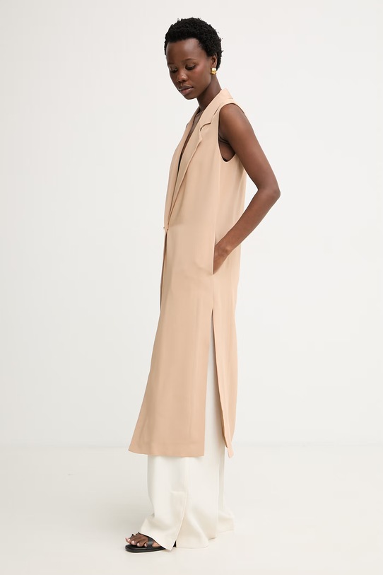 Simona Corsellini kamizelka jednorzędowa damska beżowy P26CPGL00501