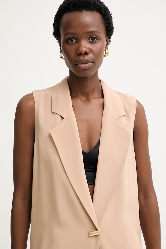 Simona Corsellini kamizelka jednorzędowa damska P26CPGL00501 beżowy