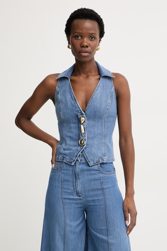 Simona Corsellini kamizelka damska jeansowa niebieski P26CPTOT0101