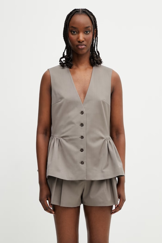 Rotate kamizelka z wełną damska brązowy 115618816