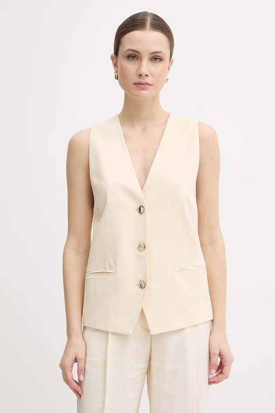 Twinset kamizelka tkanina beżowy 261TP2224