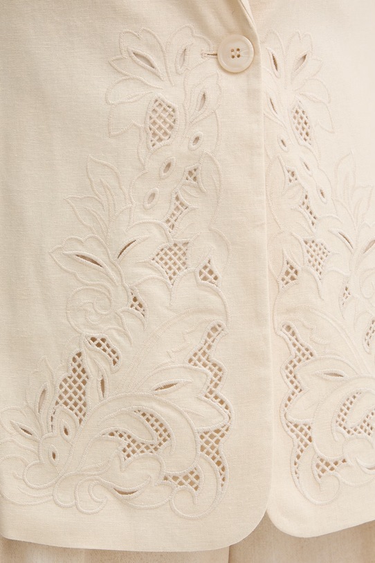 Twinset kamizelka jednorzędowa damska z lnem 261TP2314 beżowy