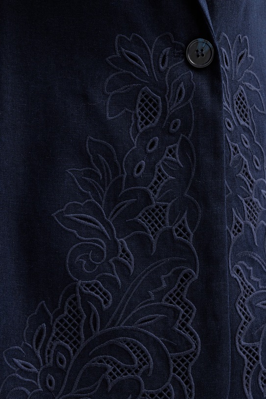 Twinset kamizelka jednorzędowa damska z lnu 261TP2314 granatowy