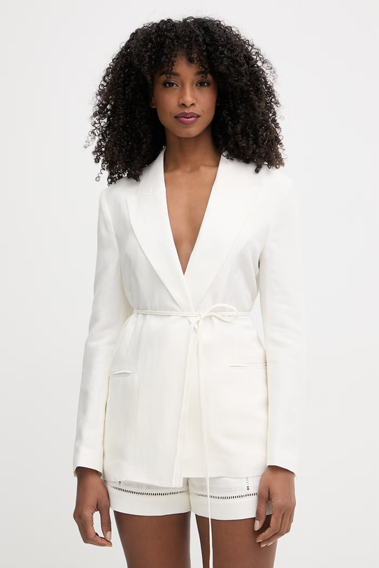 Twinset marynarka damska z lnu beżowy 261TP2453