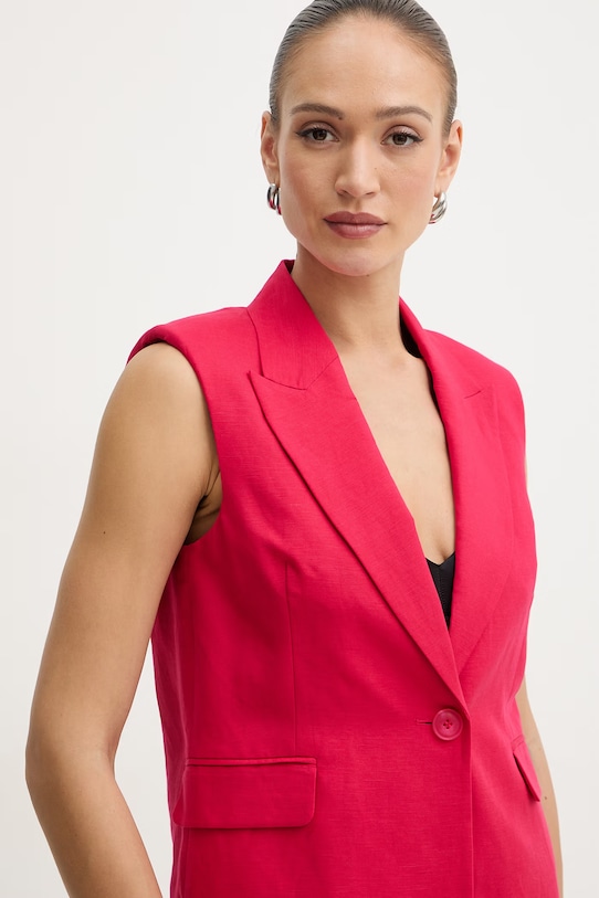 Twinset kamizelka damska z lnem różowy 261AP2320