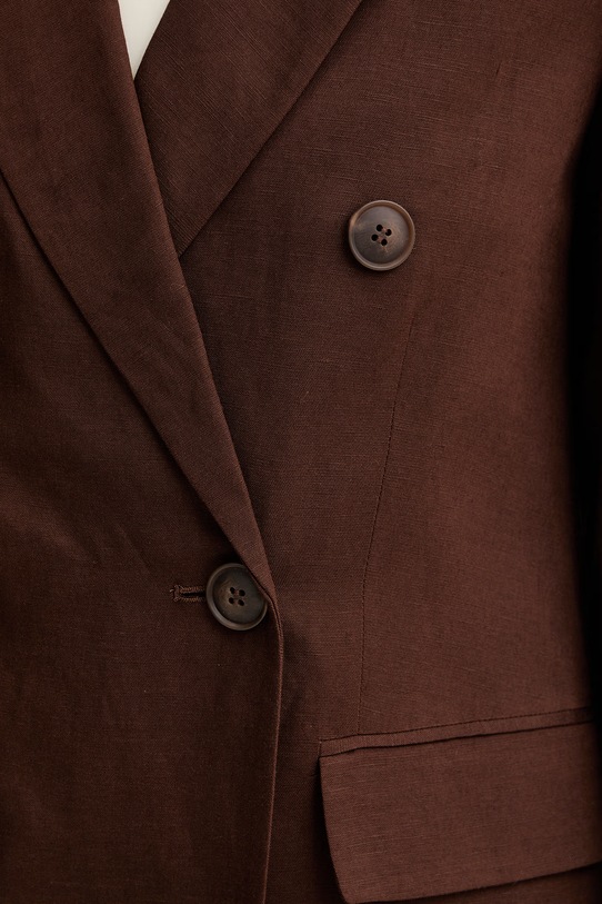 Twinset marynarka jednorzędowa damska lniana 261AP2323 brązowy