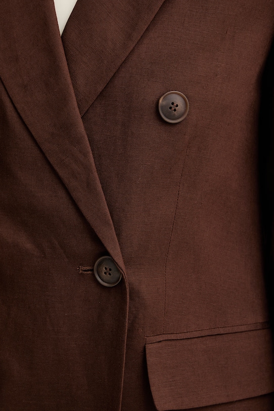 Twinset marynarka jednorzędowa damska lniana 261AP2323 brązowy