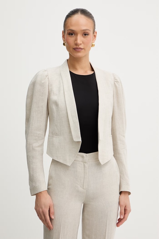 Bunda zo zmesi ľanu Twinset látka béžová 261TT2520