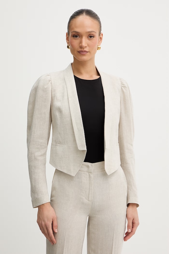 Bunda zo zmesi ľanu Twinset látka béžová 261TT2520