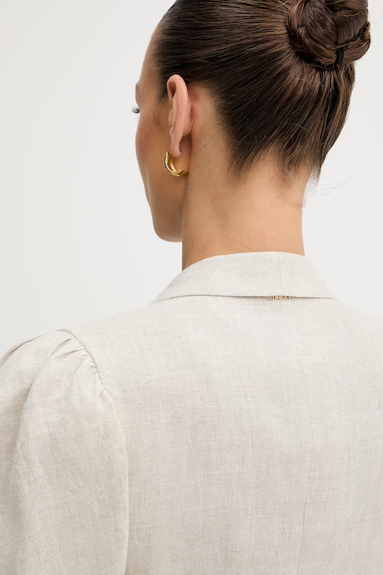 Bunda zo zmesi ľanu Twinset 261TT2520 béžová