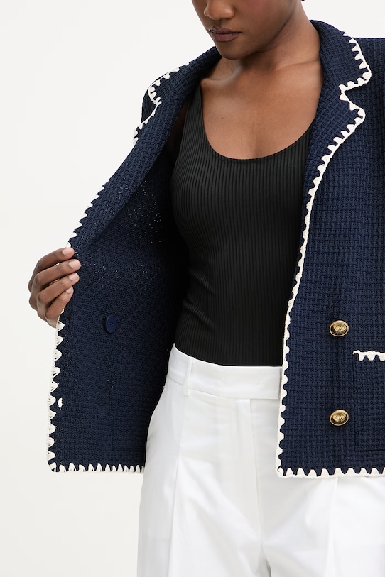 Luisa Spagnoli marynarka dwurzędowa damska z wiskozą Cosmica 100347