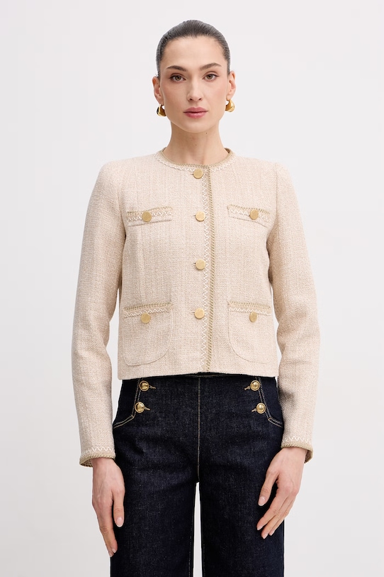 Luisa Spagnoli żakiet damski bawełniany Vasari beżowy 542790