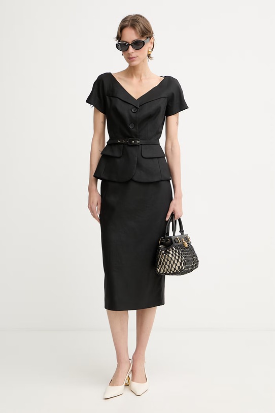 Luisa Spagnoli sako dámske s ľanom Varoma 542789 čierna SS26