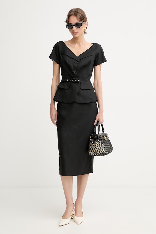 Luisa Spagnoli sacou pentru femei, cu in Varoma 542789 negru SS26