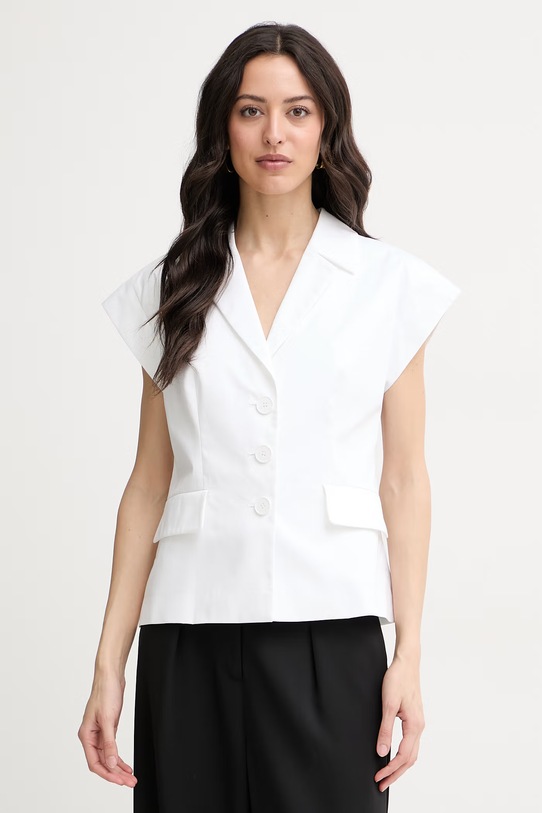 Luisa Spagnoli vestă pentru femei, din bumbac Vernasca alb 542909