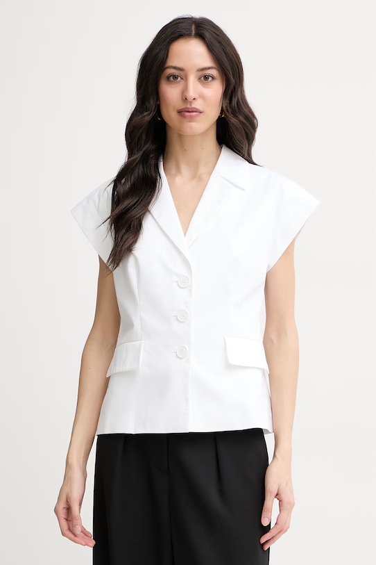 Luisa Spagnoli vestă pentru femei, din bumbac Vernasca alb 542909