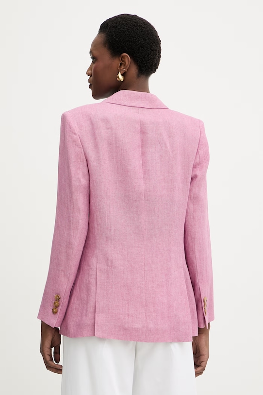Odzież Luisa Spagnoli marynarka jednorzędowa damska lniana Vetrate 542801 różowy