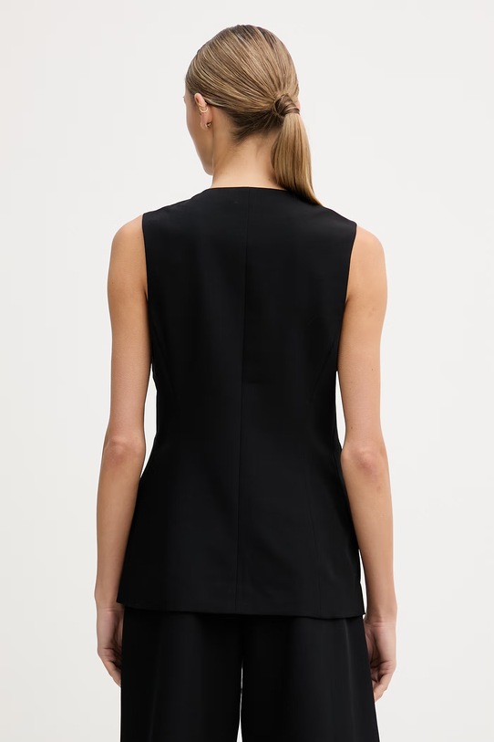 Odzież Sisley kamizelka jednorzędowa damska 2KVXLJ010 czarny