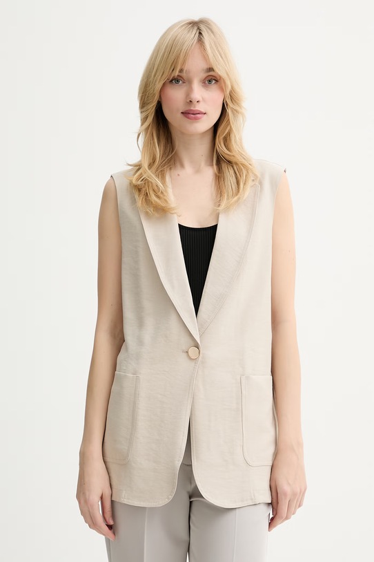 Fracomina kamizelka tkanina beżowy FY26SJ5012W83601