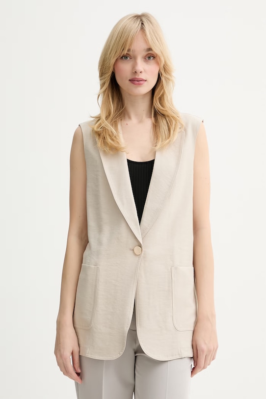 Fracomina kamizelka tkanina beżowy FY26SJ5012W83601