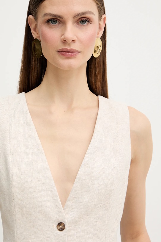 Fracomina kamizelka z dodatkiem lnu beżowy FR26SJ5009W67101