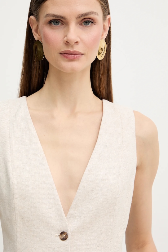 Fracomina kamizelka z dodatkiem lnu beżowy FR26SJ5009W67101