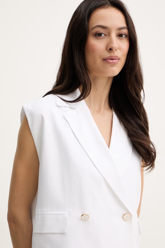 Fracomina kamizelka z dodatkiem lnu biały FS26SJ1001W62201