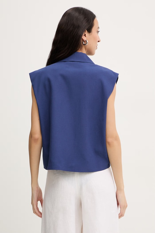 Odzież Fracomina kamizelka z dodatkiem lnu FS26SJ1001W62201 granatowy