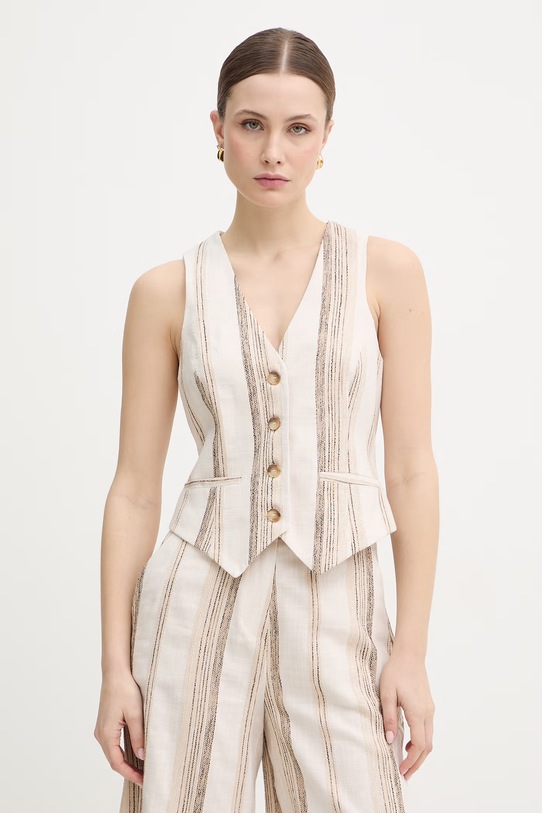 Fracomina kamizelka tkanina beżowy FS26SJ5002W840N8