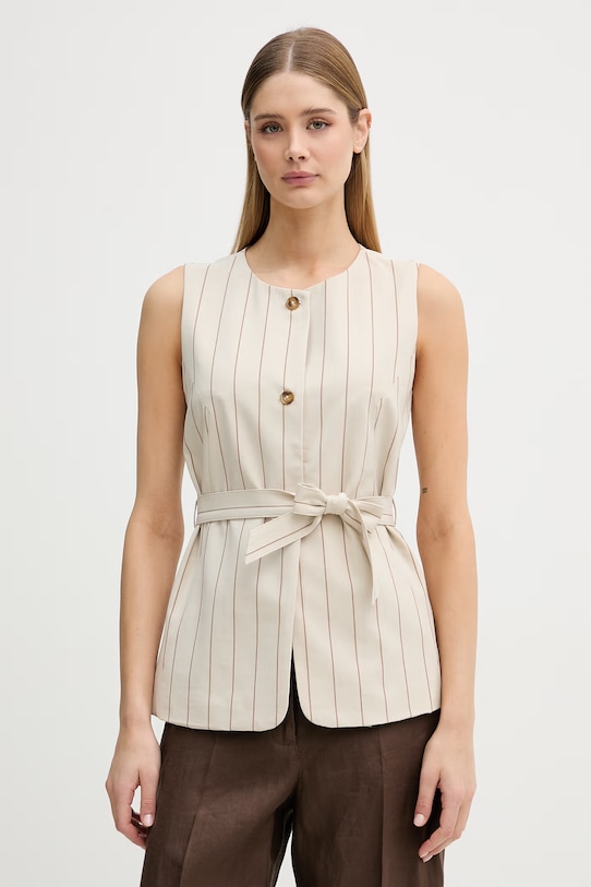 United Colors of Benetton kamizelka damska beżowy 26Q2DJ015