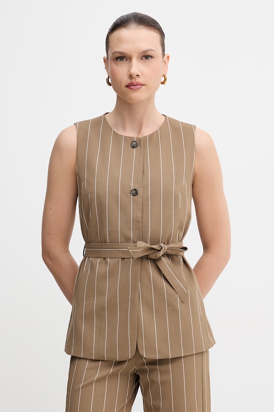 United Colors of Benetton kamizelka damska brązowy 26Q2DJ015