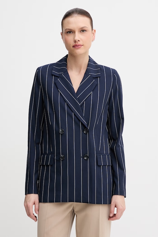 United Colors of Benetton marynarka dwurzędowa damska z wiskozą granatowy 26Q2DW03L