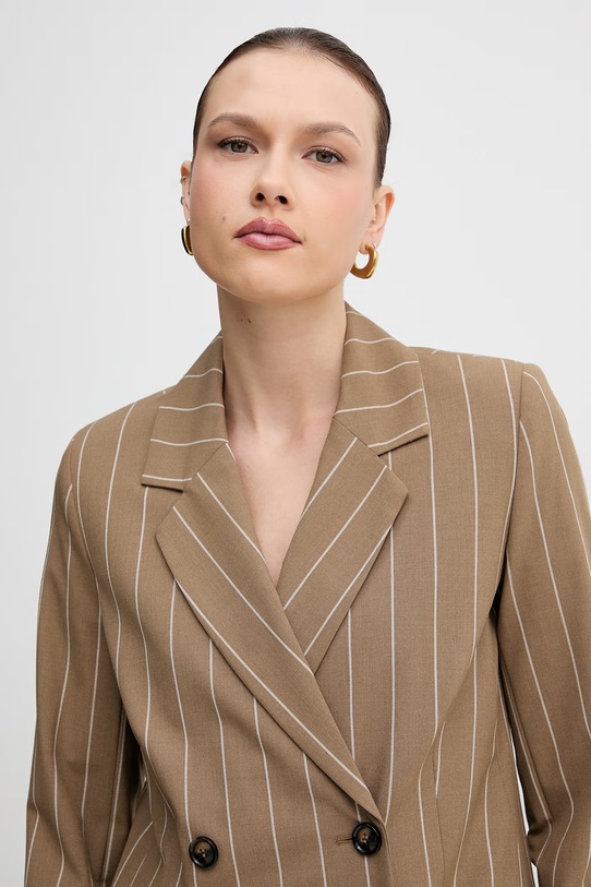 United Colors of Benetton marynarka dwurzędowa damska z wiskozy brązowy 26Q2DW03L